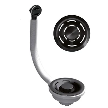 ELLECI - FLOW szűrő és túlfolyó egymedencés mosogatókhoz - fekete