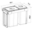 Kép 2/3 - EKOTECH - Beépíthető hulladékgyűjtő FREE JAZZ SHORT 60 - 2x20 liter